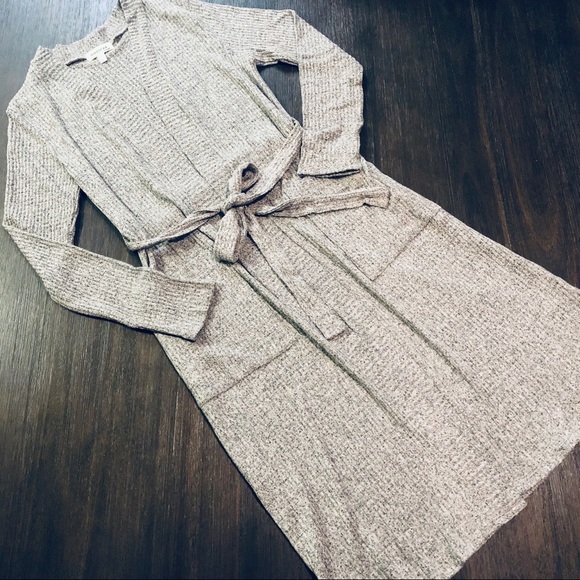 Long Ribbed Knit Tie Waist Cardigan - Picture 2 of 8